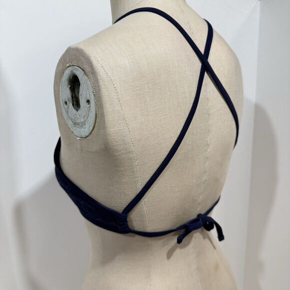 Aerie Cropped Helter Neck Blue Lace Swimsuit Top Size SP Adjustable - Picture 4 of 16